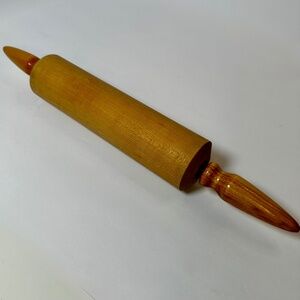Vintage Wooden Rolling Pin with Turned Handles | Classic Kitchen Baking Tool